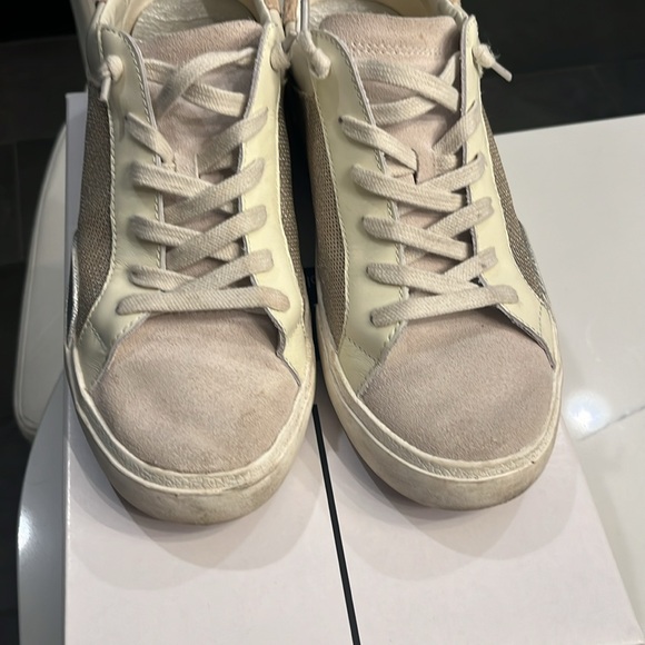 DolceVita - light gold mesh sneakers - size 9.  Gold, cream w pink sparkle heel - Picture 2 of 3